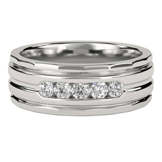 7mm Mens Round Diamond Ring