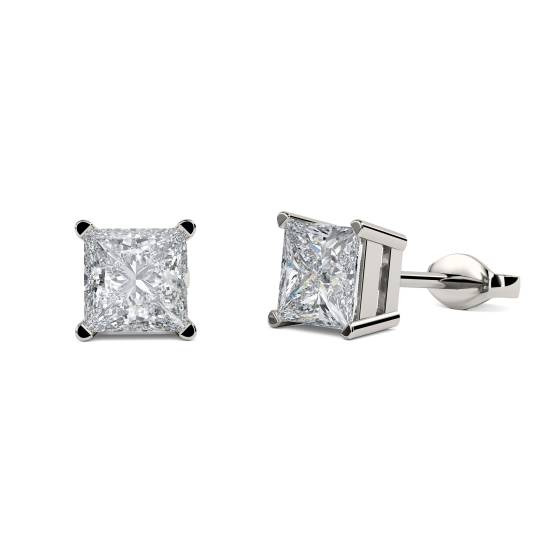 Traditional Princess Diamond Stud Earrings