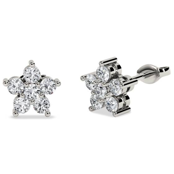 Round Diamond Cluster Earrings