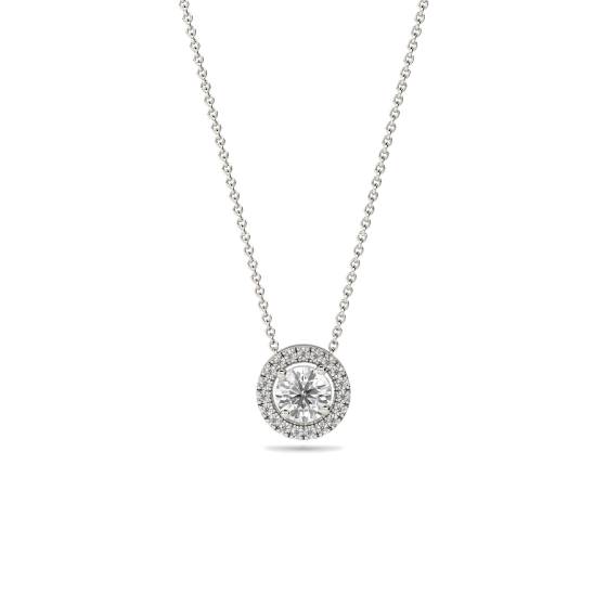 Round Diamond Single Halo Pendant