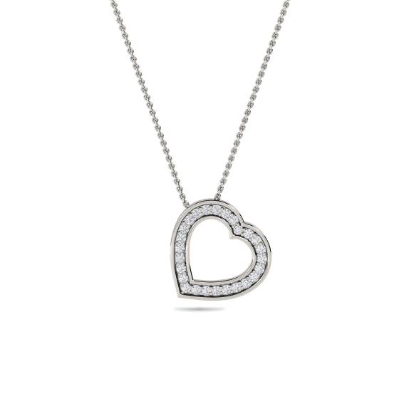 Classic Round Diamond Heart Pendant