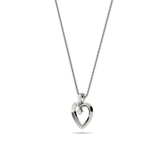 Classic Round Diamond Double Heart Pendant