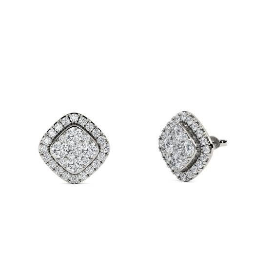 Unique Round Diamond Cluster Earrings
