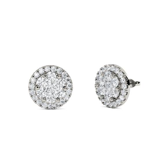 Classic Round Diamond Cluster Earrings