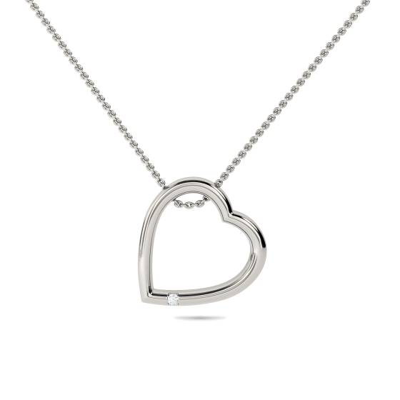 Classic Round Diamond Double Heart Pendant