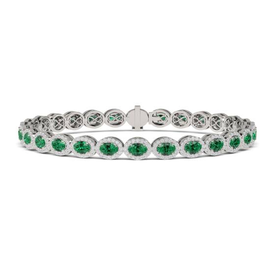 12.30ct Elegant Diamond and Emerald Tennis Bracelet