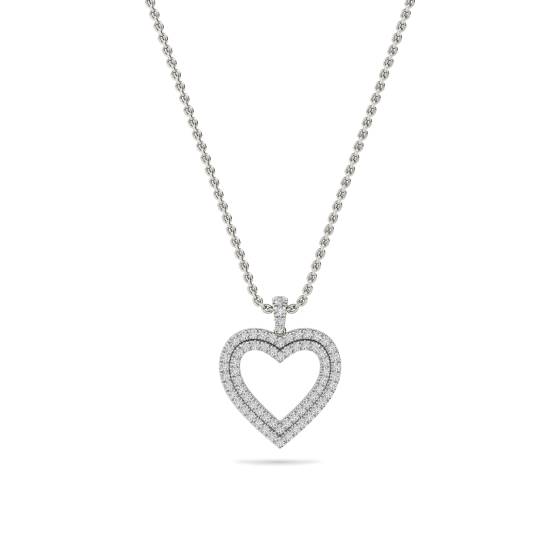 Classic Round Diamond Heart Pendant