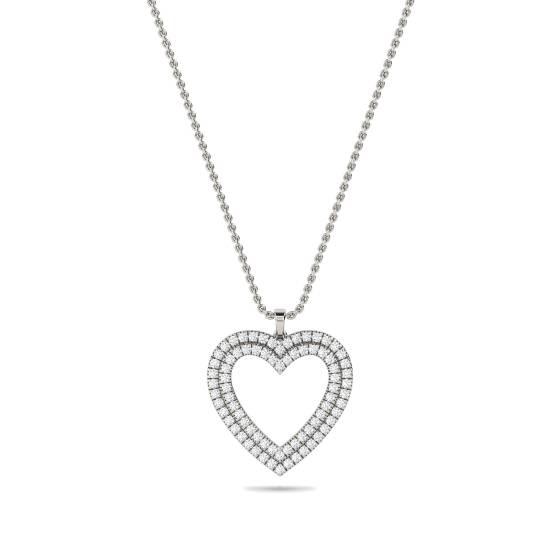 Classic Round Diamond Heart Pendant