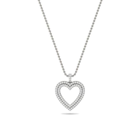 Classic Round Diamond Heart Pendant