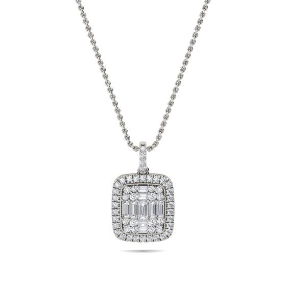 0.75ct Cluster Round and Baguette Diamond Designer Pendant