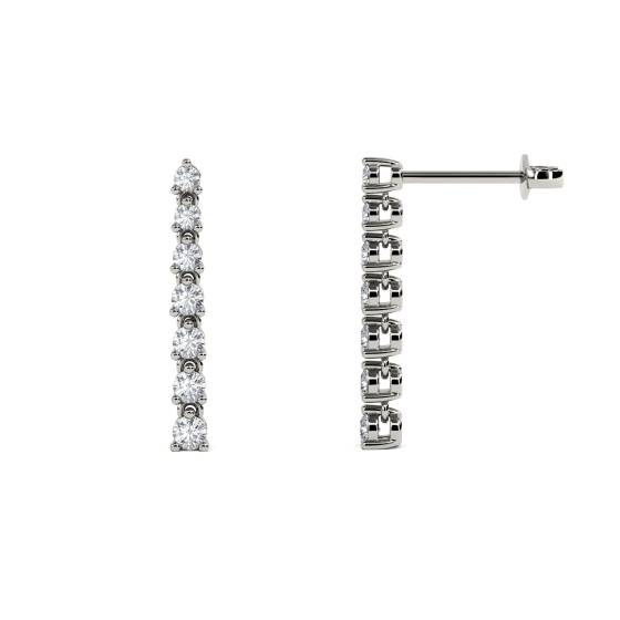 Modern Round Diamond Drop Earrings