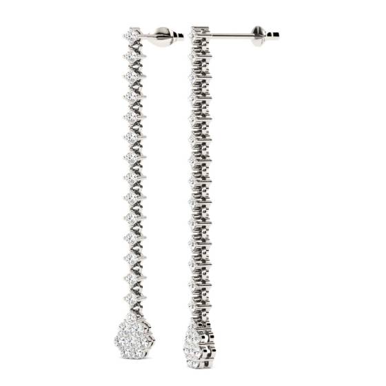 Modern Round Diamond Drop Earrings