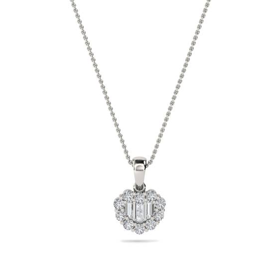 Cluster Round and Baguette Diamond Designer Pendant