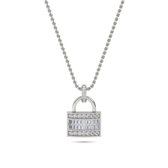 1.10ct Cluster Round Diamond Designer Padlock Pendant