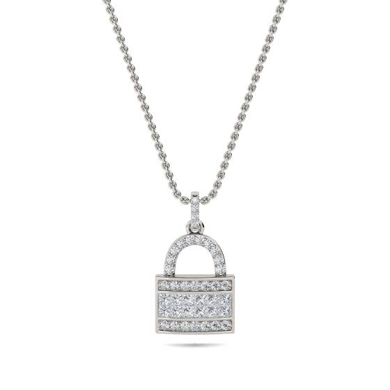0.60ct Cluster Round Diamond Designer Padlock Pendant