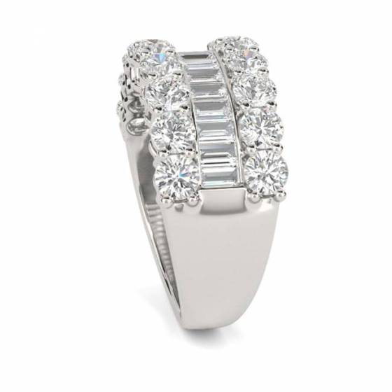 2.00ct Round and Baguette Diamond Multi Row Dress Ring
