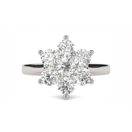 1.00ct Modern Flower Round Diamond Cluster Ring