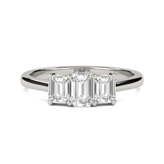 DHMT03308 Graduated Emerald Diamond Trilogy Ring