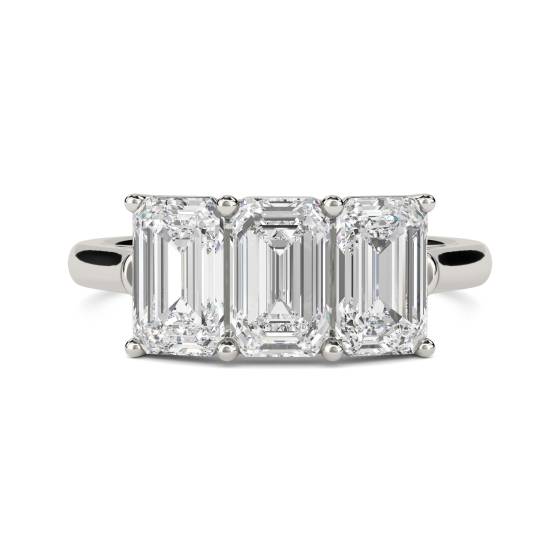 Classic Emerald Diamond Trilogy Ring