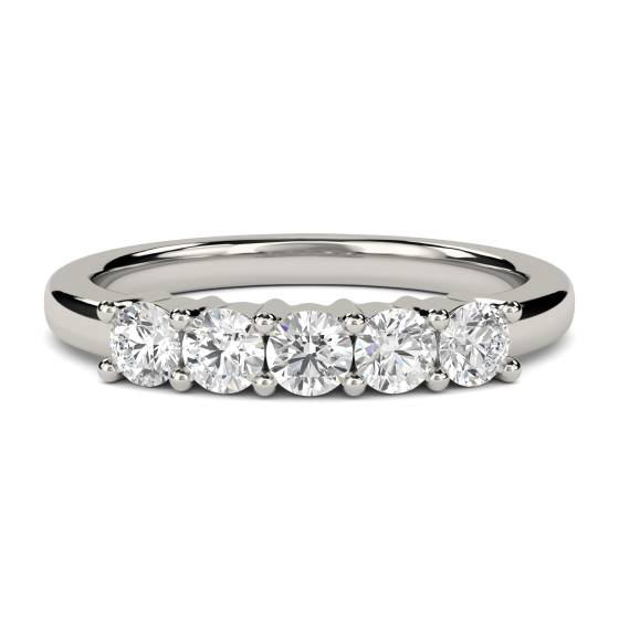 5 Stone Round Diamond Half Eternity Ring