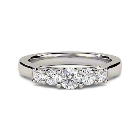 0.33ct VS/F-G Natural Round Diamond 5 Stone Ring in Platinum in Platinum