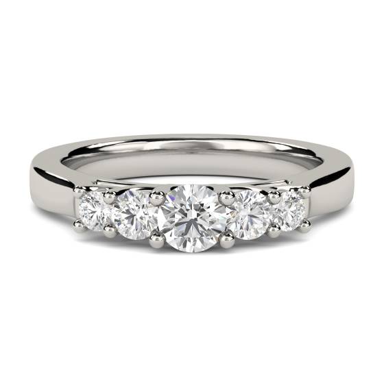 5 Stone Round Diamond Half Eternity Ring