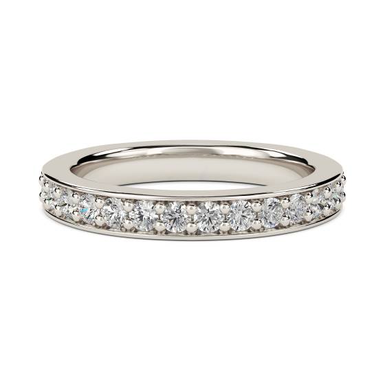 1.00ct VS/D-E Natural Round Diamond Pave Set Eternity Ring in Platinum