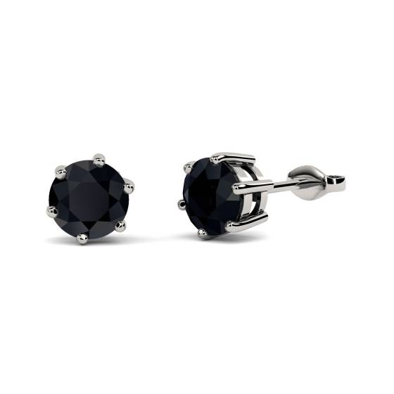 Round Black Diamond Earrings
