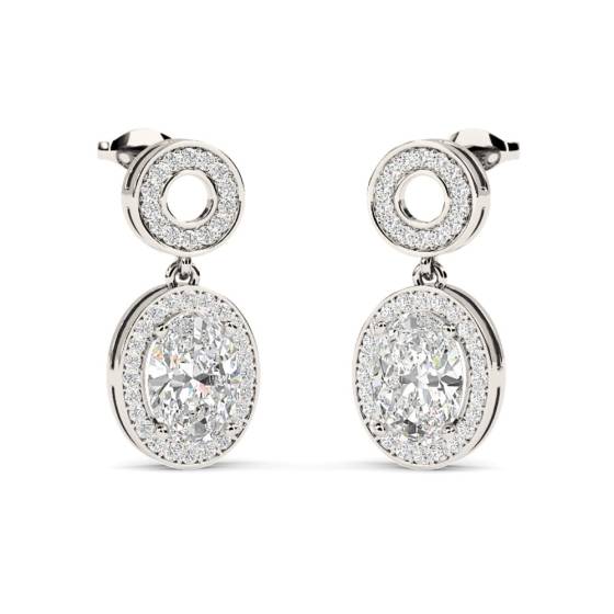 Oval Diamond Single Halo Earrings