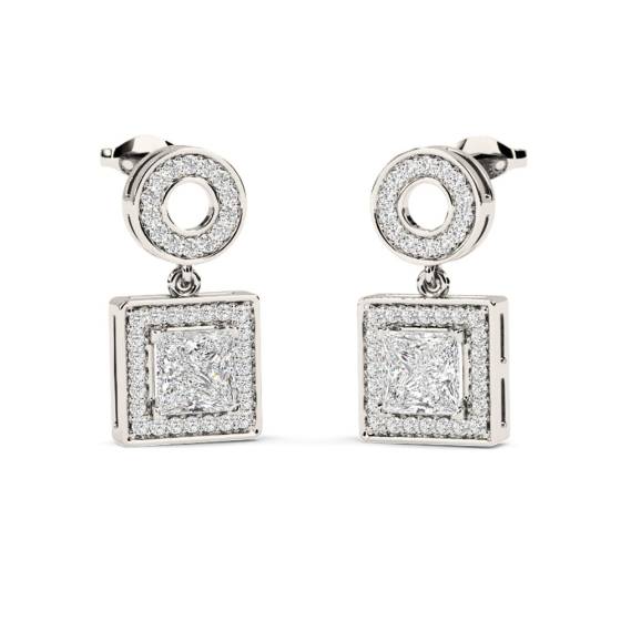 Princess Diamond Single Halo Earrings