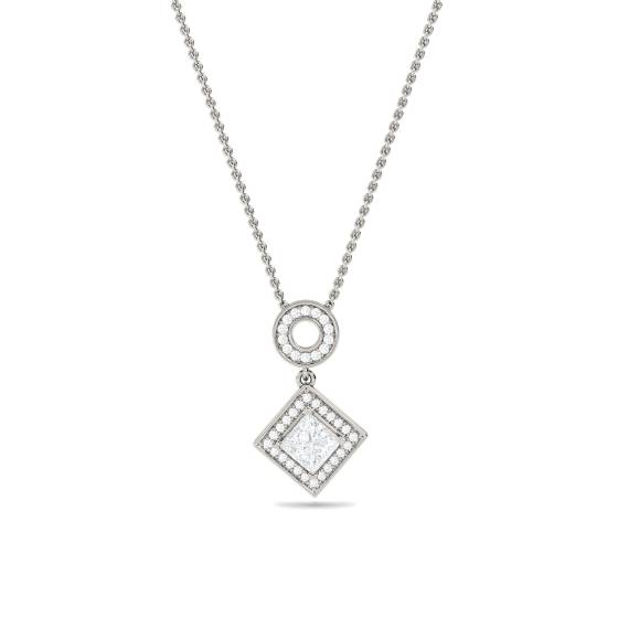 Princess Diamond Single Halo Pendant