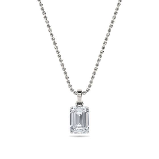 Modern Emerald Diamond Solitaire Pendant