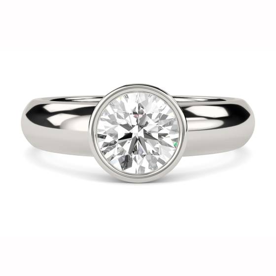 Round Diamond Bezel Set Engagement Ring