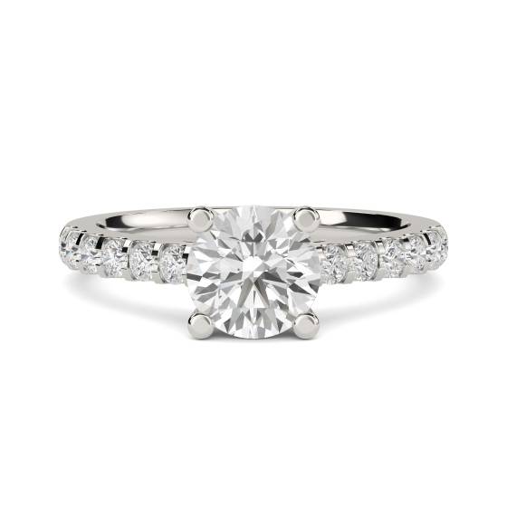 Round Shoulder Set Diamond Engagement Ring