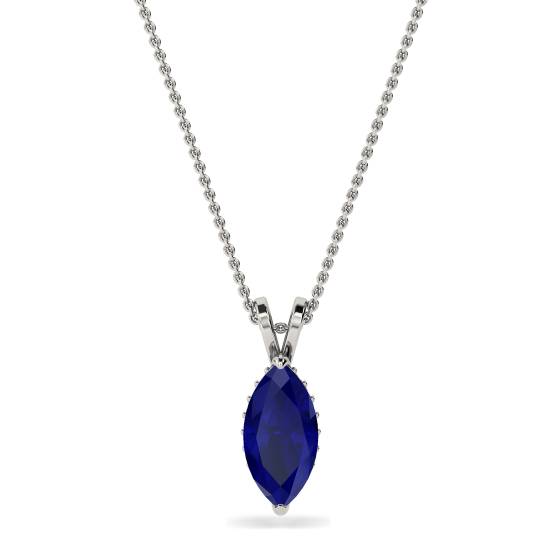 Marquise Blue Sapphire Diamond Pendant