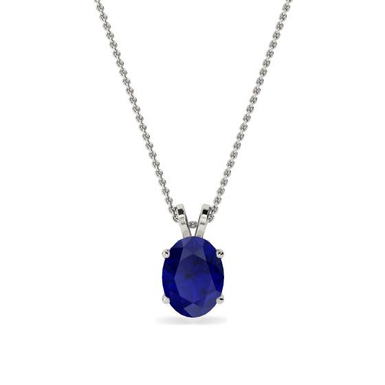 Oval Blue Sapphire Diamond Pendant