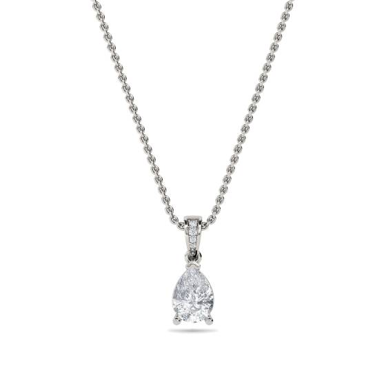 Classic Pear and Round Diamond Solitaire Pendant