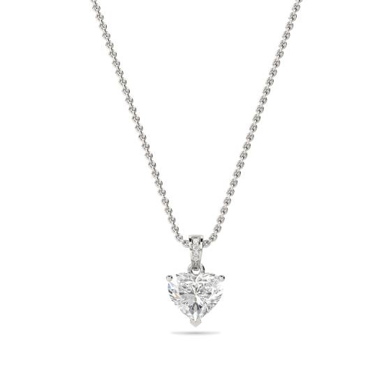 Modern Heart and Round Diamond Pendant