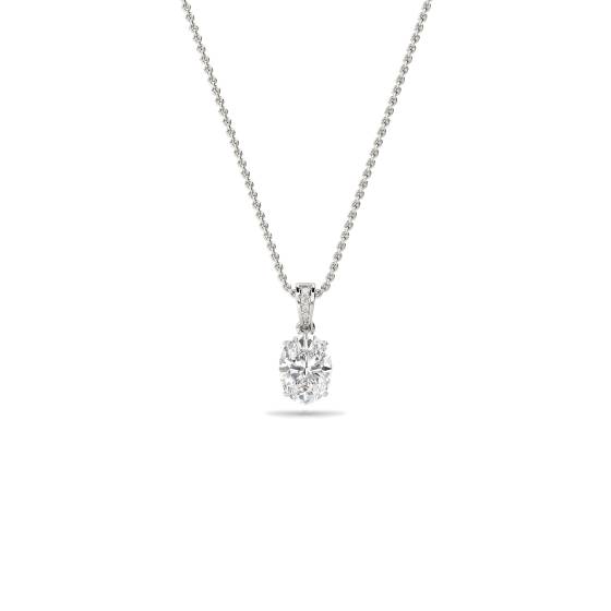 Modern Oval and Round Diamond Pendant