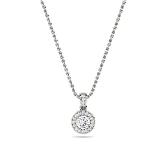 Round Diamond Single Halo Pendant
