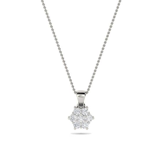 Round Diamond Cluster Flower Pendant