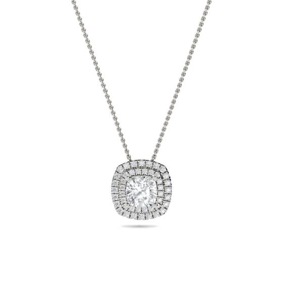 Cushion Shaped Diamond Single Halo Pendant
