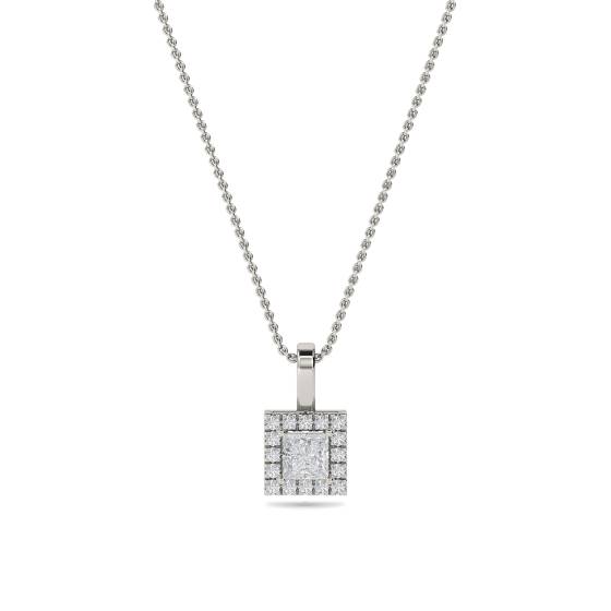 Princess Diamond Single Halo Pendant