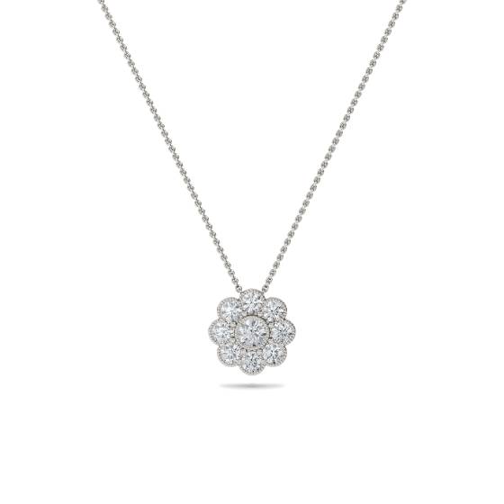 Round Diamond Single Halo Pendant