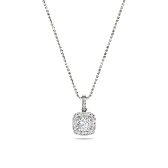 Cushion Shaped Diamond Single Halo Pendant
