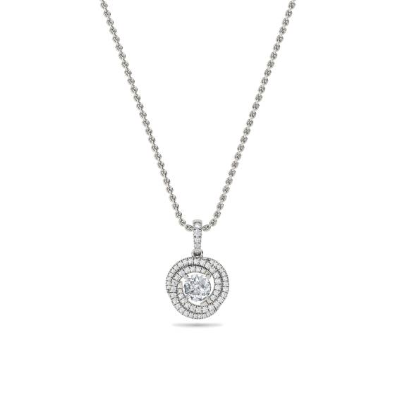 Stylish Round Diamond Double Halo Pendant