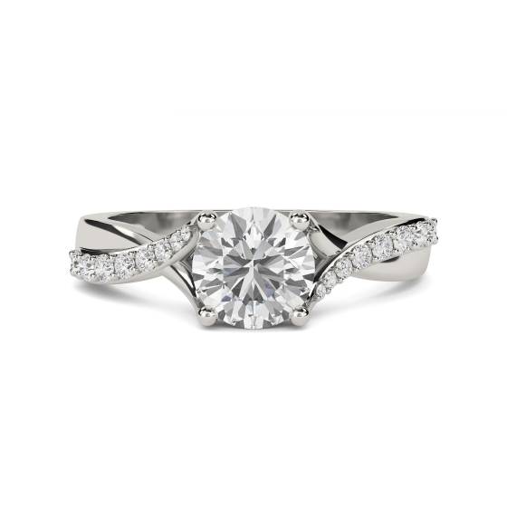 Round Shoulder Set Diamond Engagement Ring