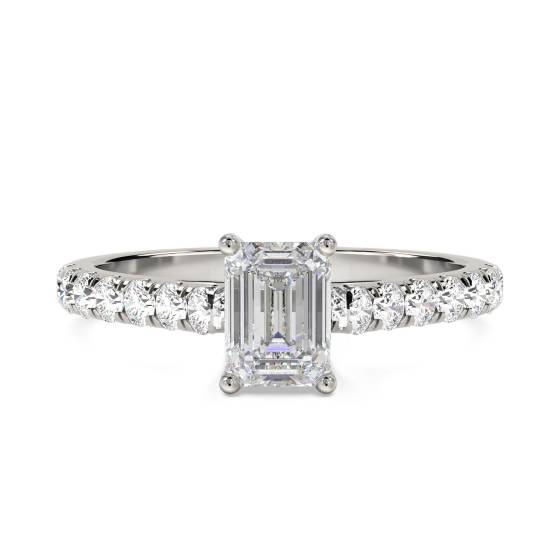 Emerald Diamond Shoulder Set Ring