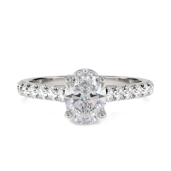 Oval Diamond Shoulder Set Ring