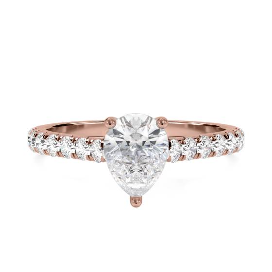 Pear Diamond Shoulder Set Ring